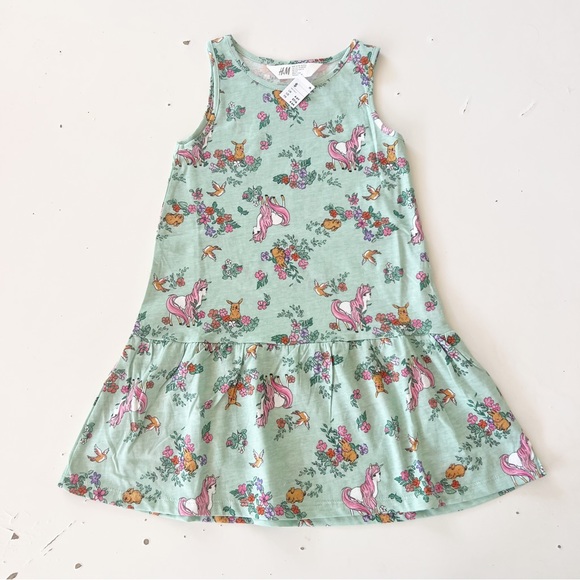 New Cotton Jersey Dress Forest Animals Print NWT - Picture 1 of 11